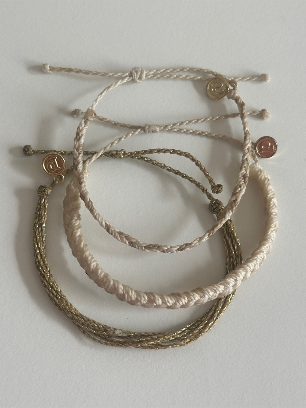 Pura Vida Adjustable Cream and Gold Stackable Women's Bracelet Set of 3